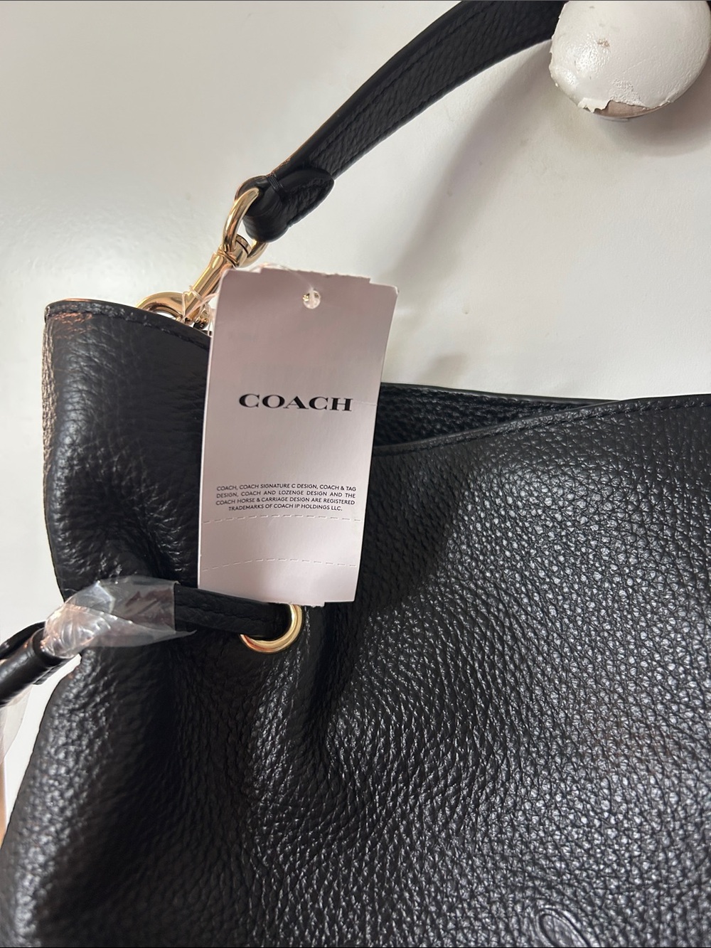 Coach Black Pebbled Leather Shoulder/ Crossbody Bag with Carriage Emboss - Picture 2 of 6